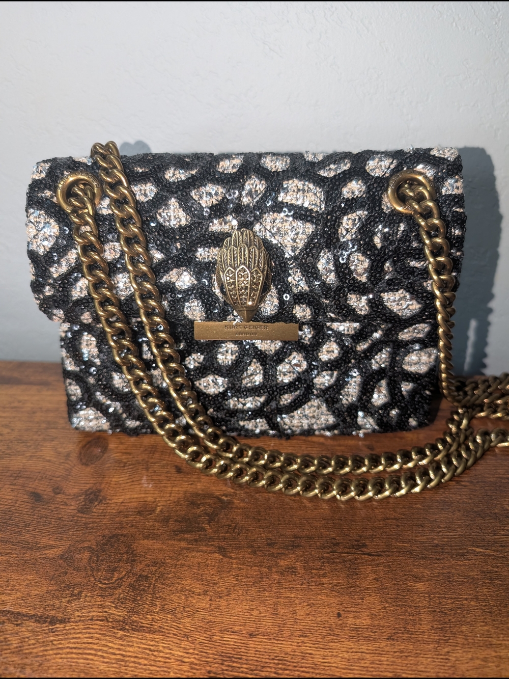 Kurt Geiger Black Mini Tweed Kensington - Picture 2 of 4